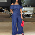 Off Shoulder Long Romper Ruffles Jumpsuit