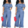 Off Shoulder Long Romper Ruffles Jumpsuit