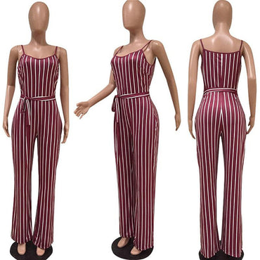 Striped Bodycon Party Clubwear Jumpsuit