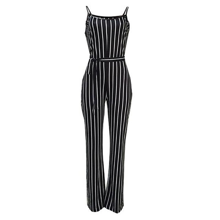 Striped Bodycon Party Clubwear Jumpsuit