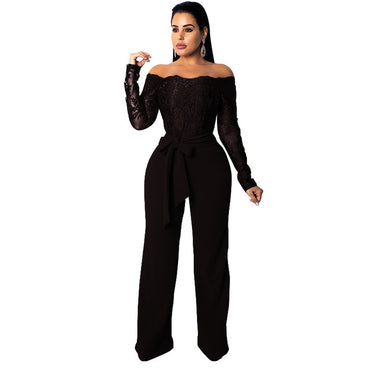 Lace Up Patchwork Rompers Sexy Jumpsuit