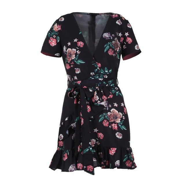 Floral Chiffon Boho Party Mini Dress