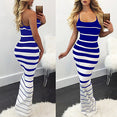 Off Shoulder Women Striped Slim Dress