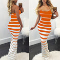 Off Shoulder Women Striped Slim Dress