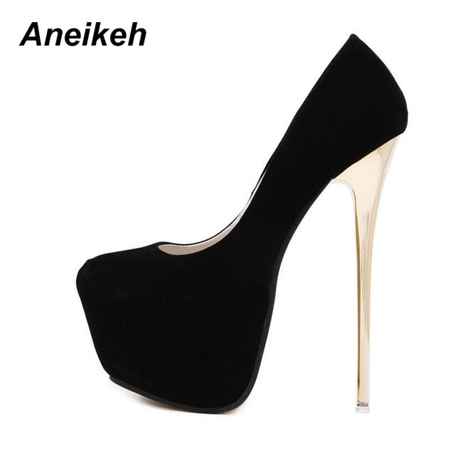 Sexy Fetish Shoes High Heel Stripper Flock Pumps