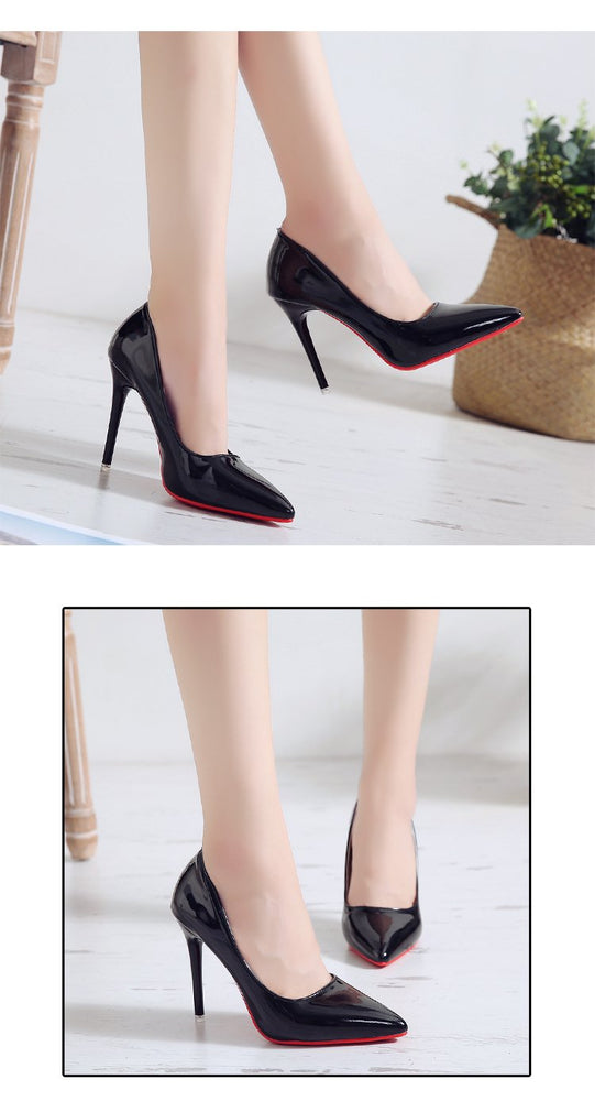 Leather Stiletto Pointed High Heels