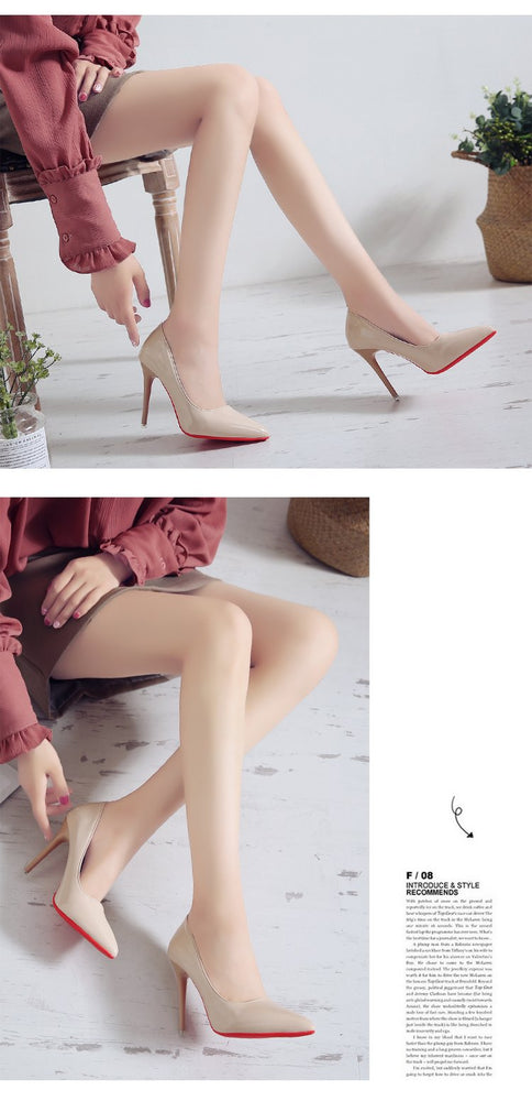 Leather Stiletto Pointed High Heels