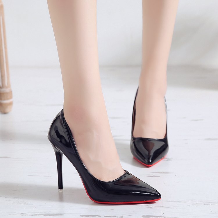 Leather Stiletto Pointed High Heels