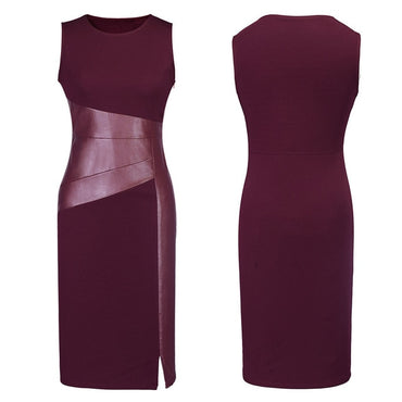 Leather Sleeveless Cut Bodycon Evening Dress