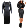 Long Sleeve Leather Club Pencil Stretch Dress