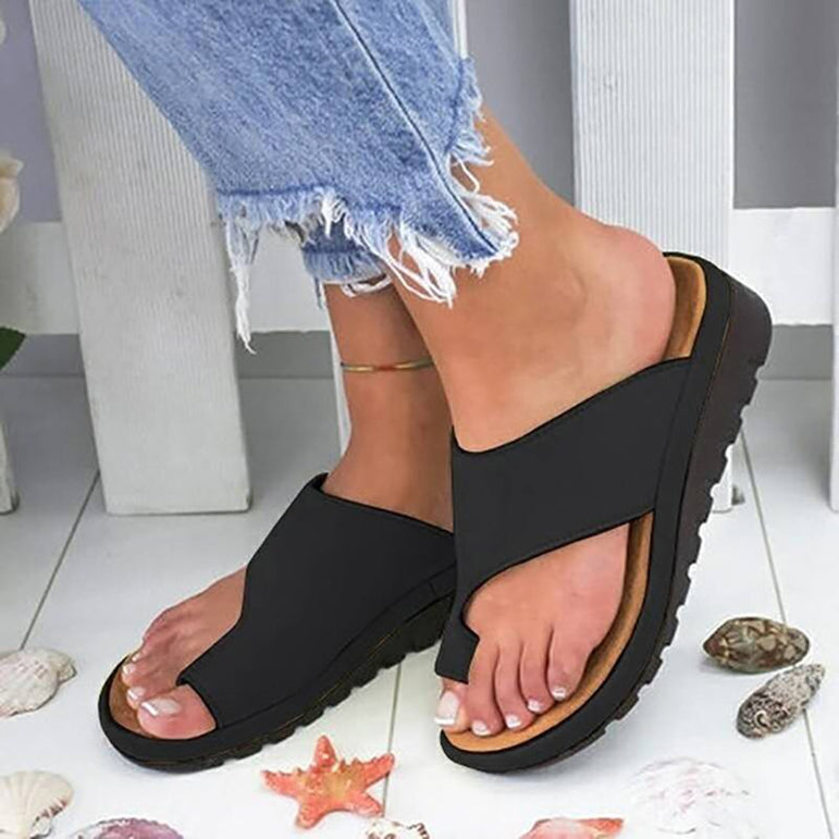 Casual Leather Shoes Comfy Big Toe Flat Platform