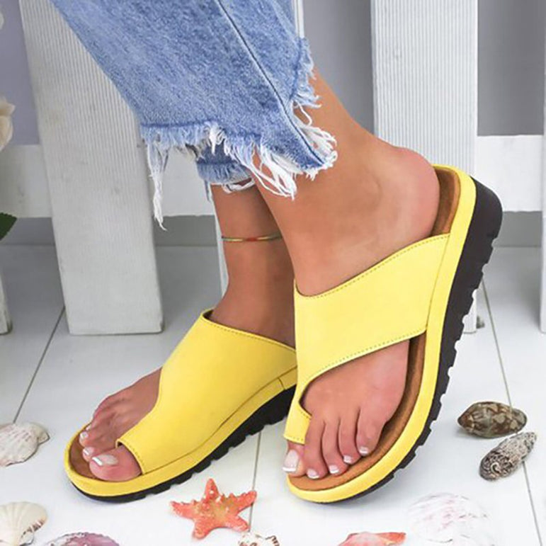 Casual Leather Shoes Comfy Big Toe Flat Platform