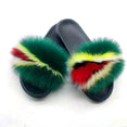 Indoor Flip Flops Women Fox Fur Slippers