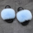 Indoor Flip Flops Women Fox Fur Slippers