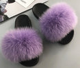 Indoor Flip Flops Women Fox Fur Slippers