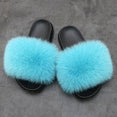 Indoor Flip Flops Women Fox Fur Slippers