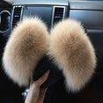 Indoor Flip Flops Women Fox Fur Slippers