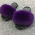 Indoor Flip Flops Women Fox Fur Slippers