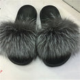 Indoor Flip Flops Women Fox Fur Slippers