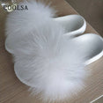 Indoor Flip Flops Women Fox Fur Slippers