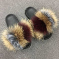 Indoor Flip Flops Women Fox Fur Slippers