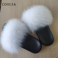 Indoor Flip Flops Women Fox Fur Slippers