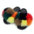 Non slip Fox Fur Slides Women Furry Slippers