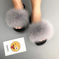 Non slip Fox Fur Slides Women Furry Slippers