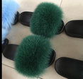 Non slip Fox Fur Slides Women Furry Slippers