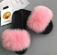 Non slip Fox Fur Slides Women Furry Slippers