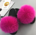 Non slip Fox Fur Slides Women Furry Slippers