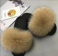 Non slip Fox Fur Slides Women Furry Slippers