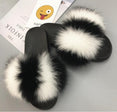 Non slip Fox Fur Slides Women Furry Slippers