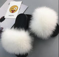 Non slip Fox Fur Slides Women Furry Slippers