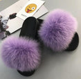 Non slip Fox Fur Slides Women Furry Slippers