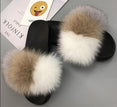 Non slip Fox Fur Slides Women Furry Slippers