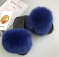 Non slip Fox Fur Slides Women Furry Slippers