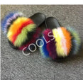 Non slip Fox Fur Slides Women Furry Slippers