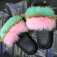 Furry Indoor Flip Flops Fox Fur Slippers