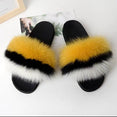 Furry Indoor Flip Flops Fox Fur Slippers