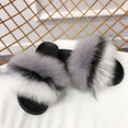 Furry Indoor Flip Flops Fox Fur Slippers