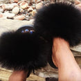 Plush Furry Slides Outdoor Fox Fur Slipper