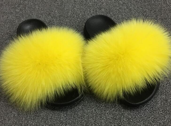 Plush Furry Slides Outdoor Fox Fur Slipper