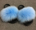 Plush Furry Slides Outdoor Fox Fur Slipper