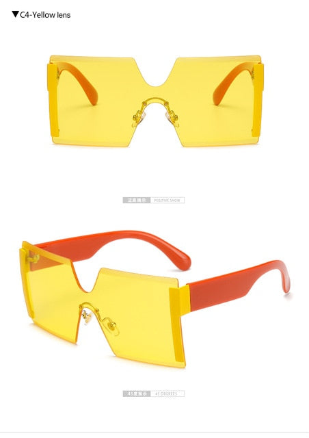 Square Oversized Rimless Sunglasses