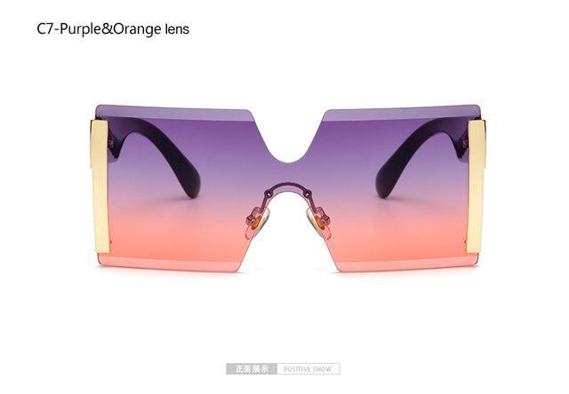 Square Oversized Rimless Sunglasses