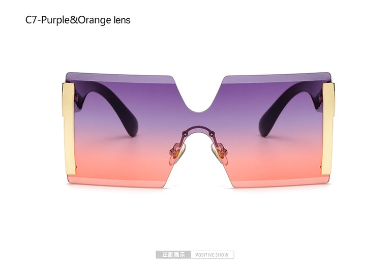 Square Oversized Rimless Sunglasses