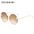 Rimless Trendy Women Round Sunglasses