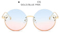 Rimless Trendy Women Round Sunglasses