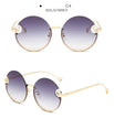 Rimless Trendy Women Round Sunglasses